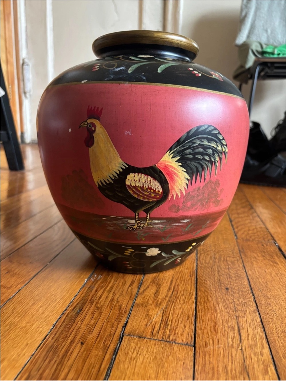 painted rooster vase